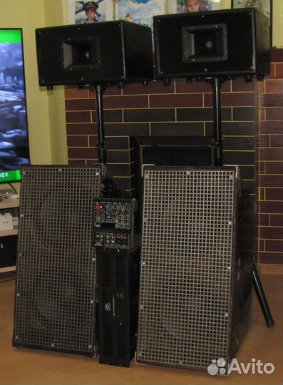 Колонки F.Audio 4200W Рупоры Усилок Микшер Штативы