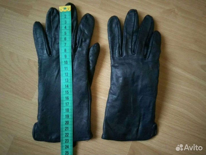 S Натуральная кожа. Кожаные перчатки. Темносиние