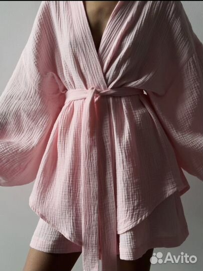 Муслиновый костюм нежно-розовый. 44-46