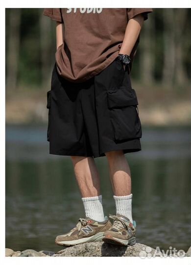 Широкие карго шорты y2k gorpcore с резинками