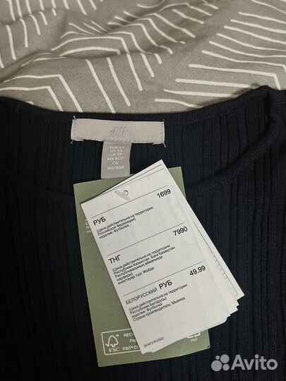 Футболка в рубчик с биркой (новая) XS