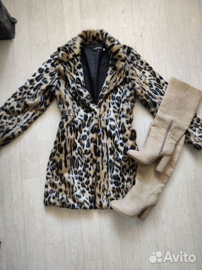 Шуба леопардовая S