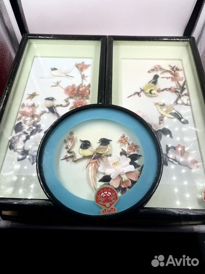 Картина натуральный перламутр /старый Китай