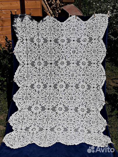 Роскошная старинная скатерть, Вологодское кружево