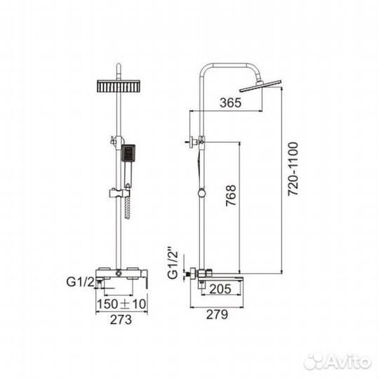 Душевая система belz B24613-7, черный