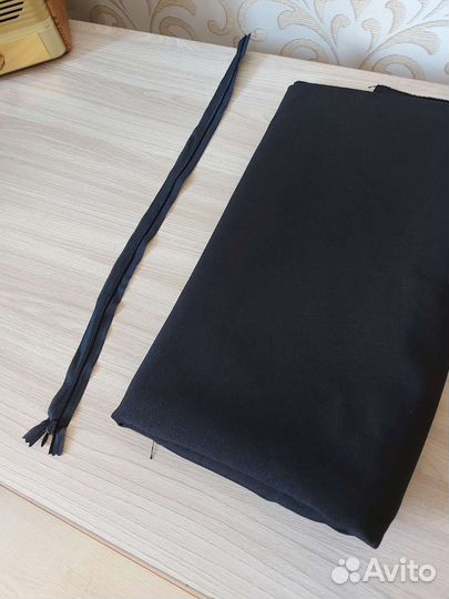 Костюмная чёрная ткань отрез 150х160 см