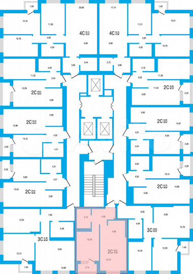 2-к. квартира, 41,2 м², 4/22 эт.