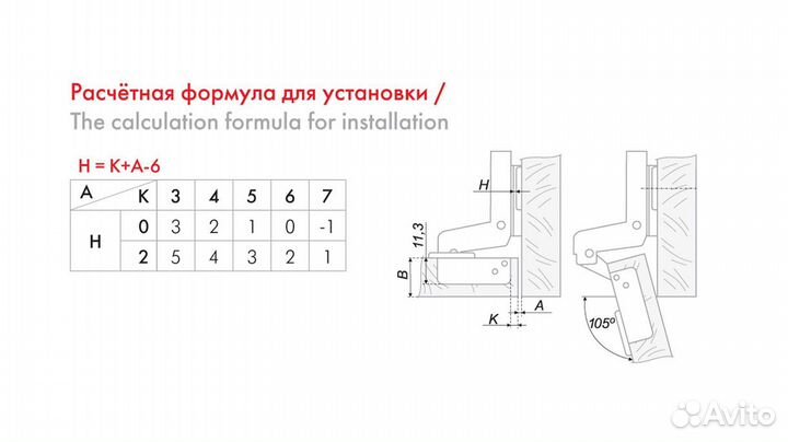 Петля вкладная с доводчиком с эксцентриком H306C02