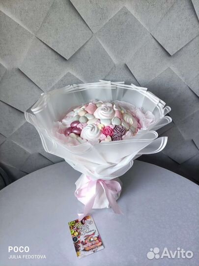 Съедобные букеты из зефира, букет из конфет