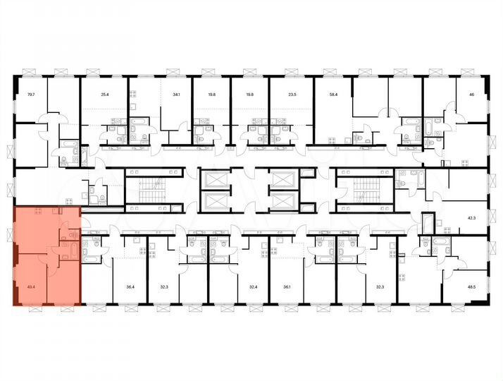 2-к. квартира, 49,4 м², 11/25 эт.