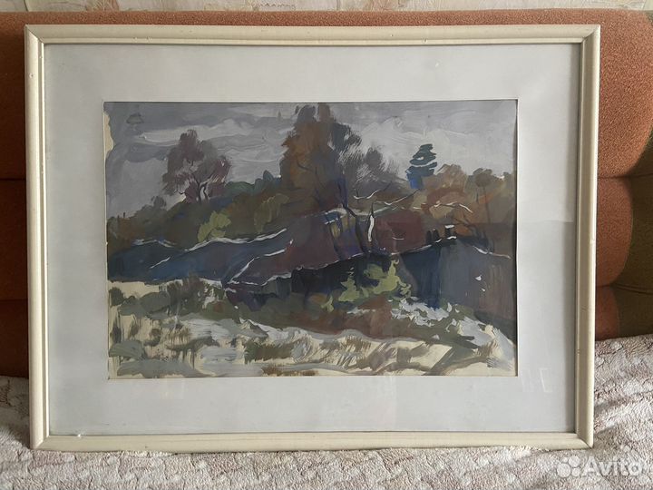 Авторская картина акварель большая в раме
