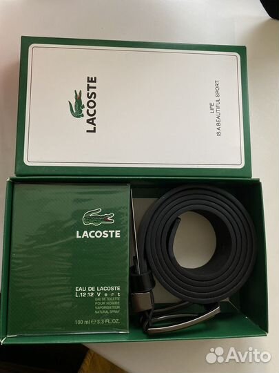 Мужской подарочный набор парфюм, ремень lacoste