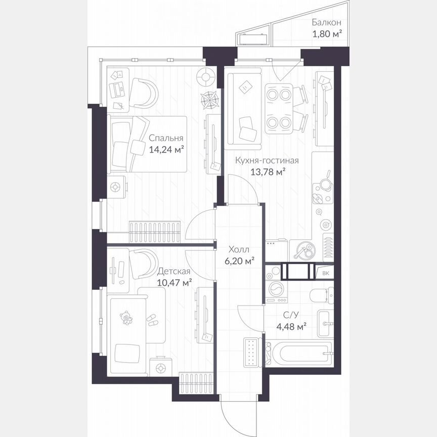 2-к. квартира, 49,7 м², 5/11 эт.