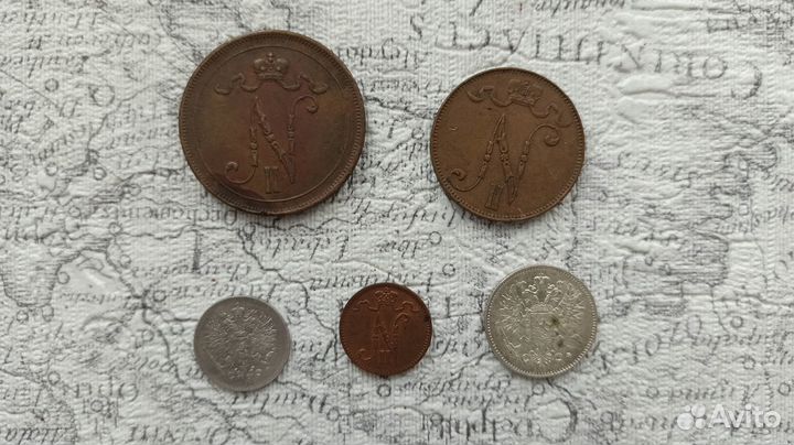 Русская Финляндия: набор монет дореволюционных мон