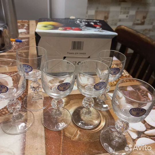 Набор рюмок шесть штук богемское стекло