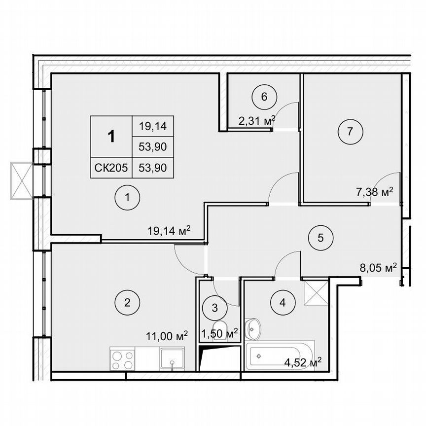 Квартира-студия, 54 м², 2/12 эт.