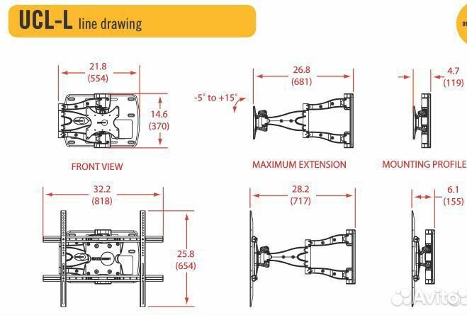 Кpонштейн для телевизоpа omniмount uсl-L, США