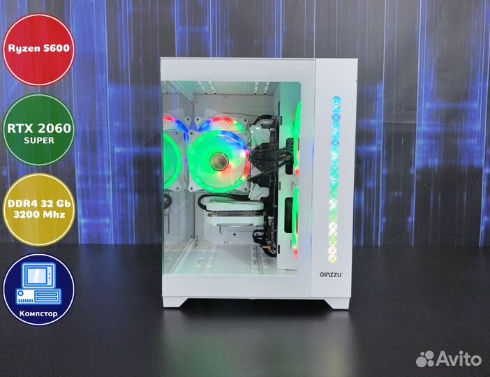 Игровой пк новый AMD5600-RTX2060SUP-32DDR4-ZND-A520