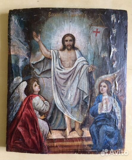 Икона воскресение христово 19в