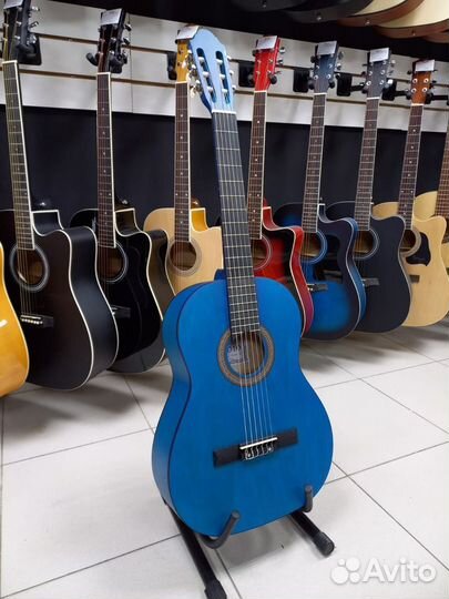 Гитара Классическая Синяя Матовая Новая