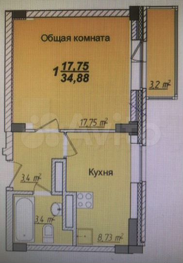 1-к. квартира, 35 м², 13/16 эт.