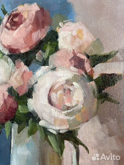 Картина маслом пионы