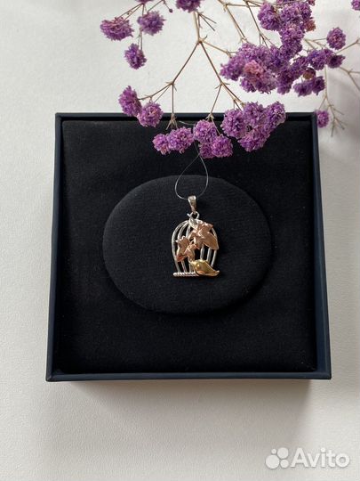 Кулон подвеска золото клетка листья Sunlight