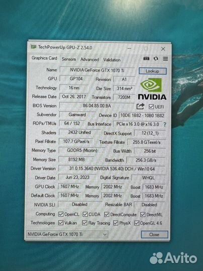 GTX 1070ti-8GB Gainward Phoenix
