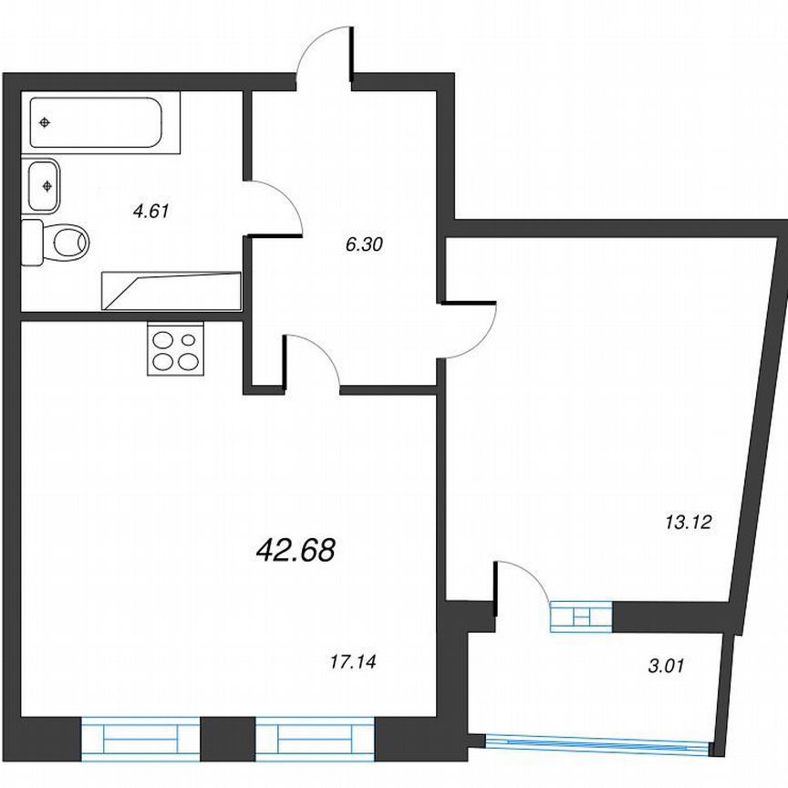 1-к. квартира, 44,2 м², 20/22 эт.