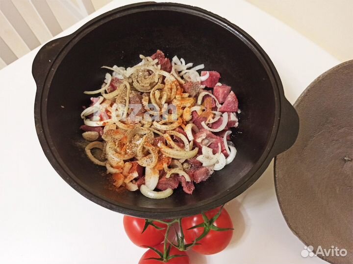 Казан чугунный 8л плоское дно