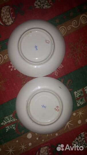 Китайские мотивы 1920г чашка 2 блюдца клеймо тд