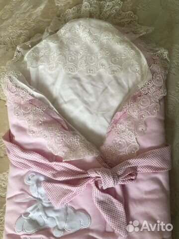 Конверт на выписку (весна-лето) с кружевным уголко