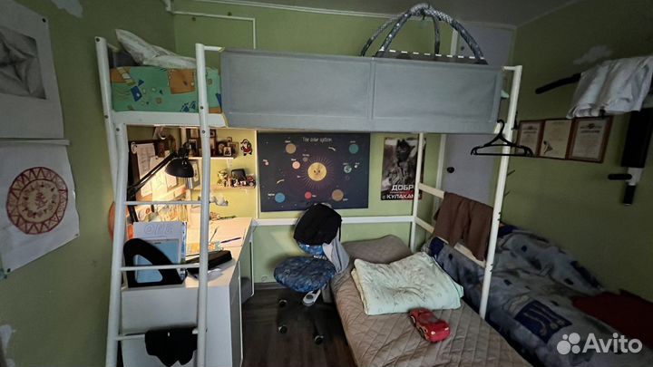Детская Кровать-чердак IKEA витвал с матрасом