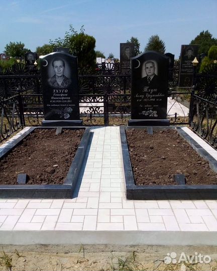 Благоустройство могил, надгробья, бетонные работы