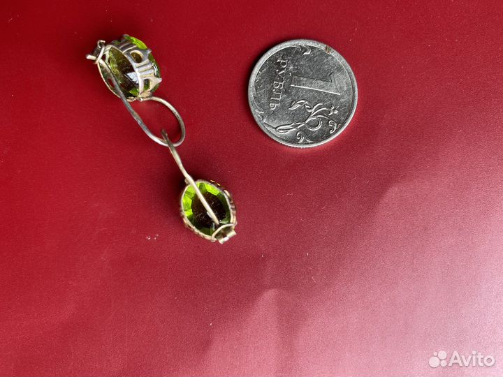Серебряные серьги СССР 875 хризалит