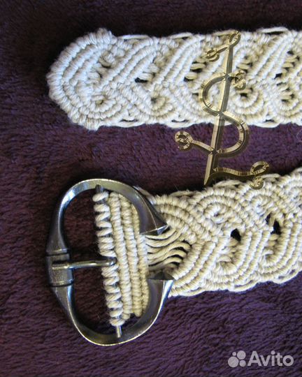 Льняной пояс с медной пряжкой