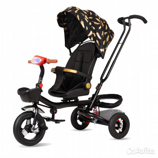 Велосипед детский трёхколёсный с ручкой, черный