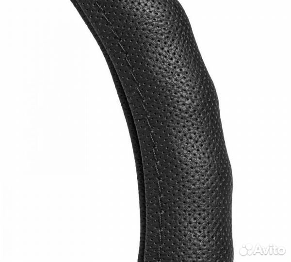 Оплетка на руль ребристая, перфорированная кожа, ч