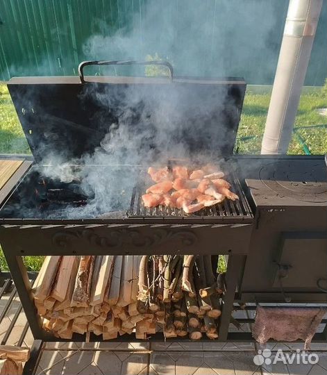 Мангал с печью под казан и крышей