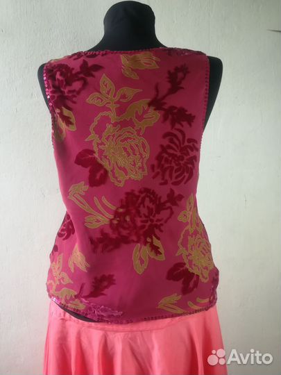 Новый шелковый топ per una бархат бордовый 48, L