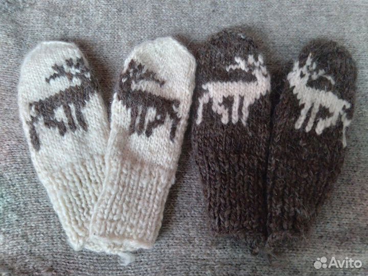 Варежки из натуральной шерсти