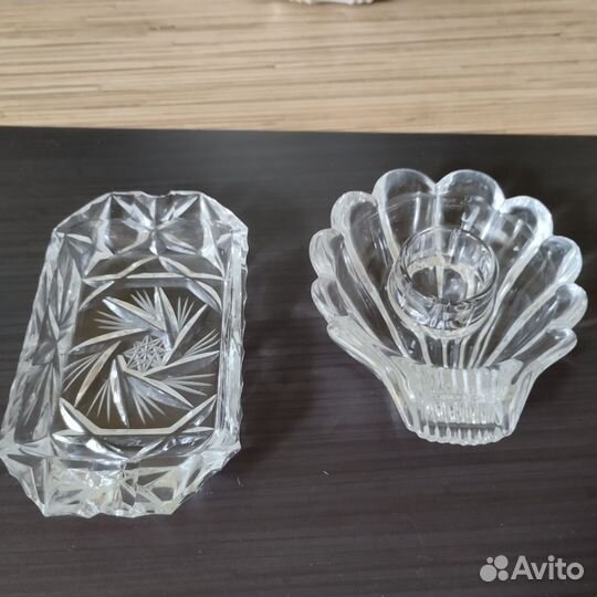 Пепельница, подсвечник хрусталь Богемия