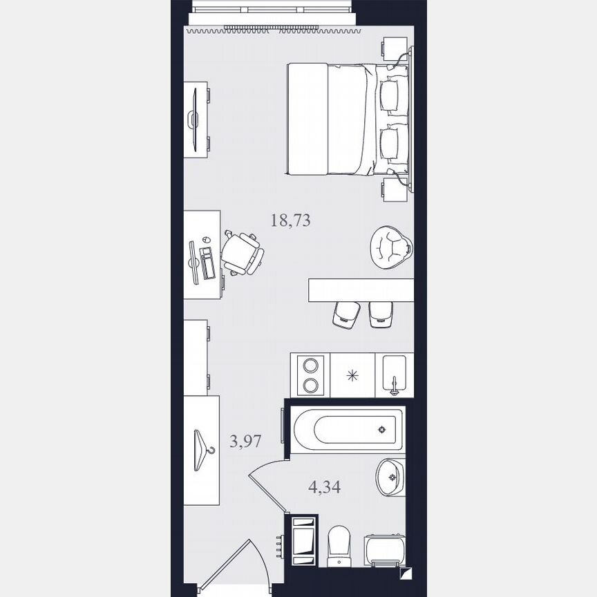 Апартаменты-студия, 27 м², 9/24 эт.