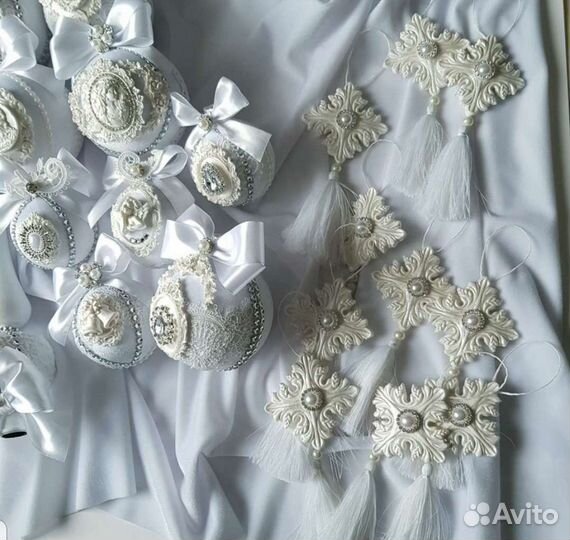 Новогодние елочные игрушки шары в бархате