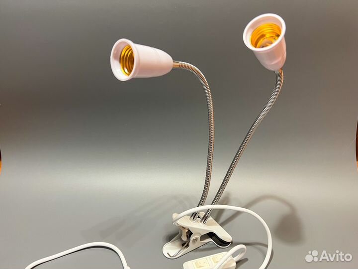 Фито светильник на прищепке с 2 патронами е27