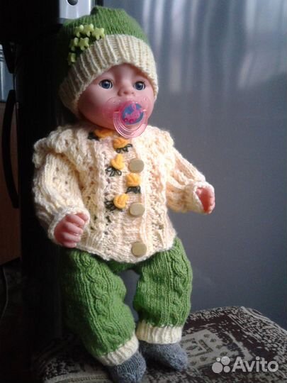 Вязаный комплект одежды для пупса Бэби Бон, 43 см
