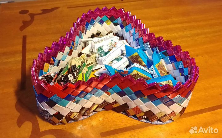 Плетёные корзинки из фантиков. (Прочная)