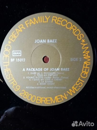 Виниловая пластинка Joan Baez LP 1978