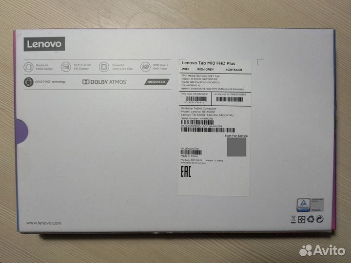 Планшет Lenovo Tab M10 FHD plus