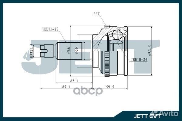 ШРУС внешний jett V41-4090 ABS V41-4090 ABS jett